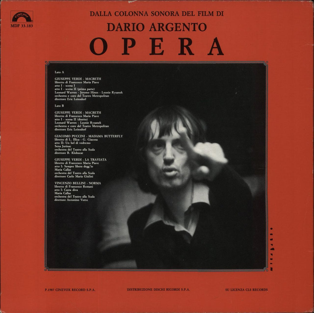 Various Artists Opera (Un Film Di Dario Argento) Italian vinyl LP album (LP record)