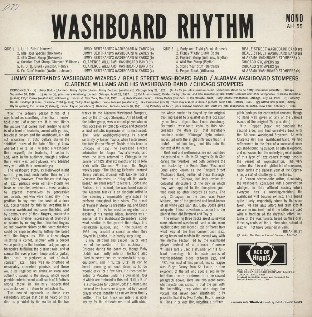 Various-Blues & Gospel Washboard Rhythm UK vinyl LP album (LP record)