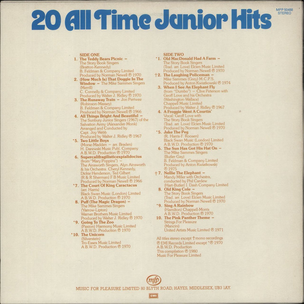 Various-Childrens 20 All Time Junior Hits UK vinyl LP album (LP record)