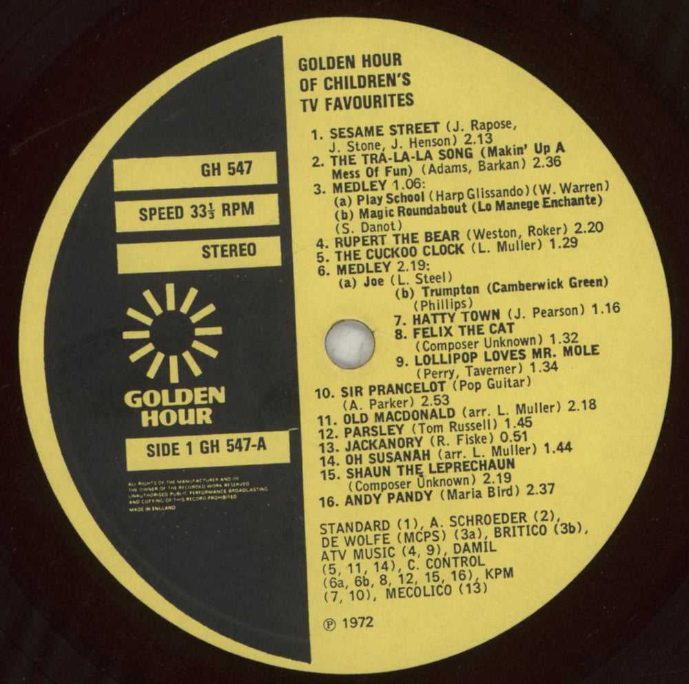 Various-Childrens Golden Hour of Children's T.V. Favourites UK vinyl LP album (LP record) VC0LPGO855988