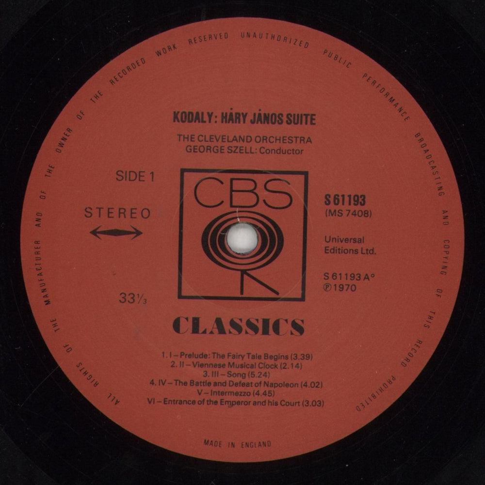 Various-Classical & Orchestral Kodály: Háry János Suite / Prokofiev: Lieutenant Kijé Suite UK vinyl LP album (LP record) VAFLPKO612282