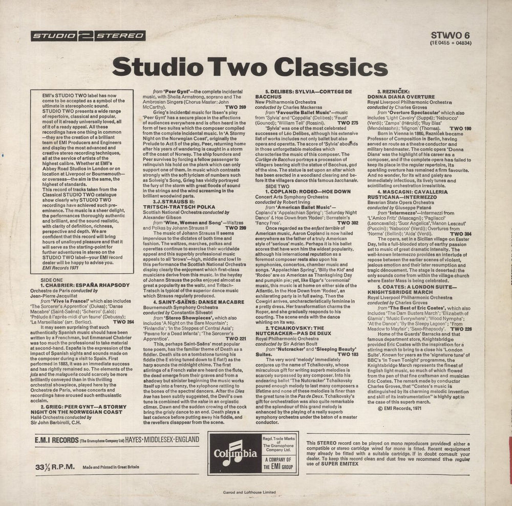 Various-Classical & Orchestral Studio Two Classics UK vinyl LP album (LP record)