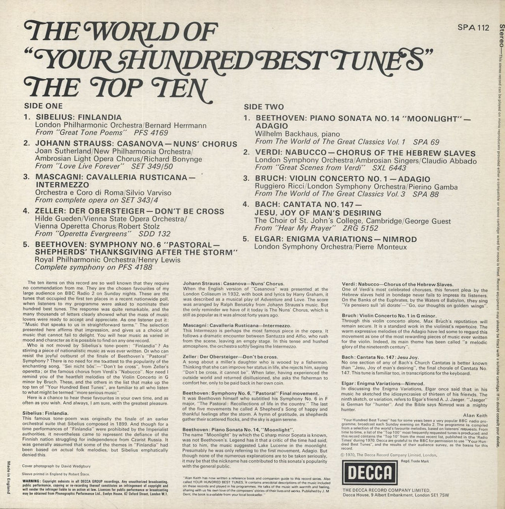 Various-Classical & Orchestral The World Of 'Your Hundred Best Tunes' - The Top Ten UK vinyl LP album (LP record)