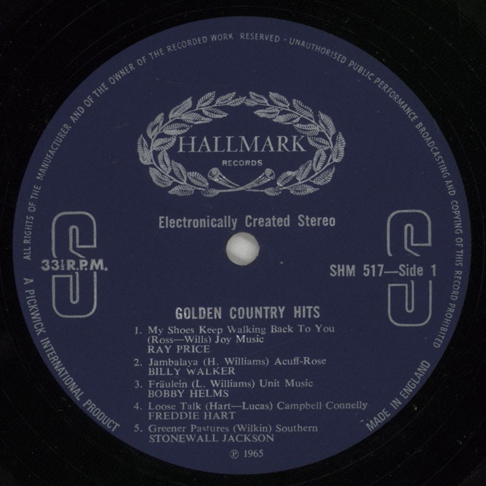 Various-Country Golden Country Hits UK vinyl LP album (LP record) CVALPGO877165