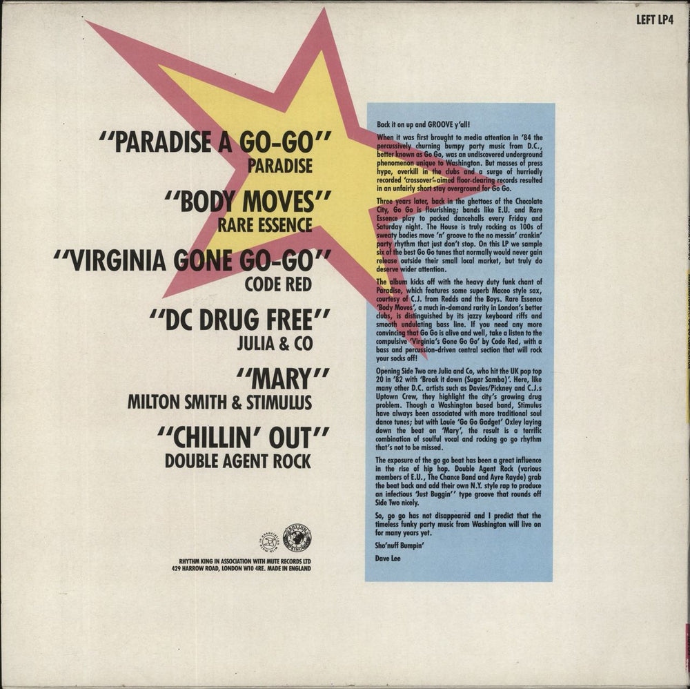Various-Dance Paradise A Go-Go - Washington D.C. Go Go Compilation UK vinyl LP album (LP record)