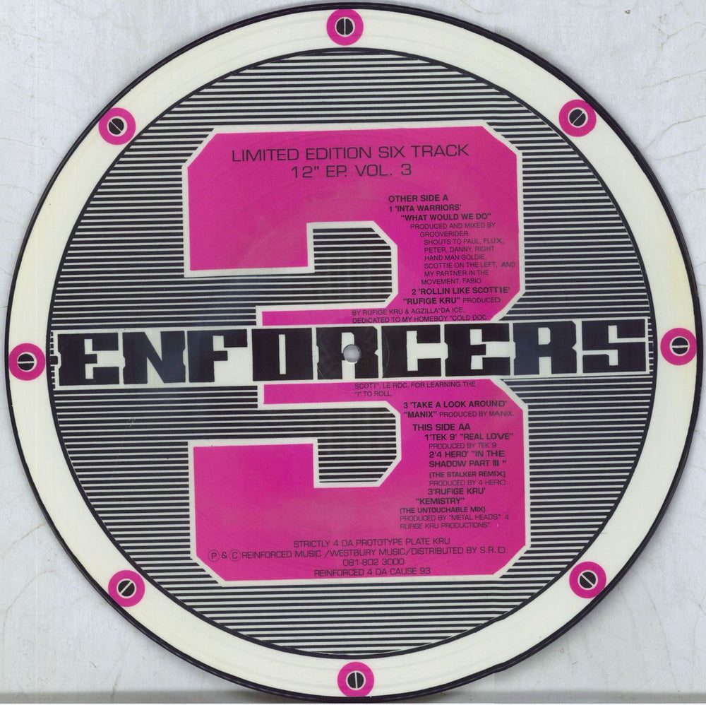 Various-Drum & Bass Jungle Enforcers 3 UK picture disc LP (vinyl picture disc album) 5021260124218