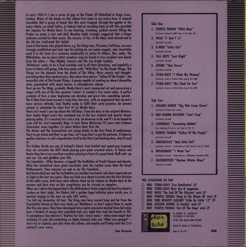 Various-Garage Psych Meltdown On Media Burn UK vinyl LP album (LP record)