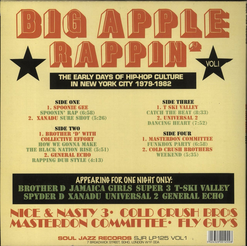 Various-Hip Hop & Rap Big Apple Rappin' Vol.1 UK 2-LP vinyl record set (Double LP Album) 5026328001258