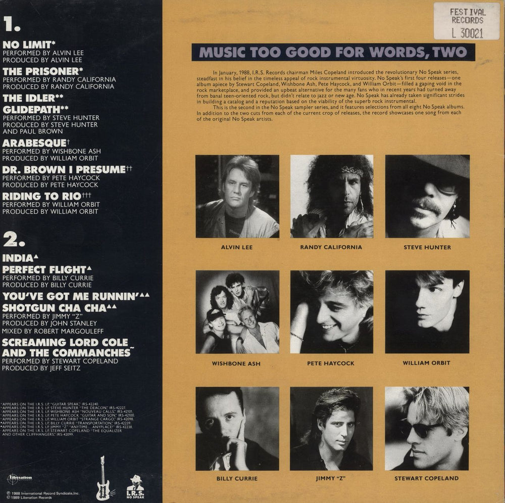 Various-Indie Music Too Good For Words, Two Australian vinyl LP album (LP record)