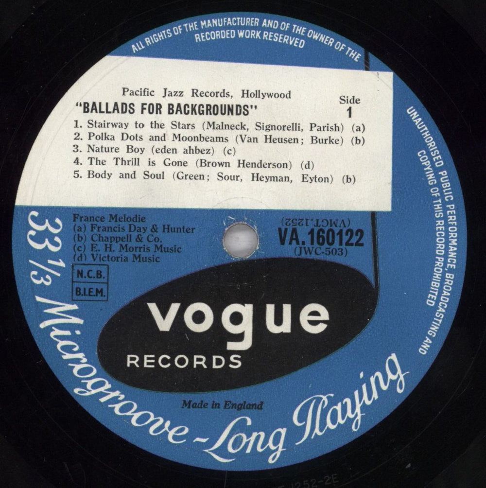 Various-Jazz Ballads For Backgrounds UK vinyl LP album (LP record) V-JLPBA836274