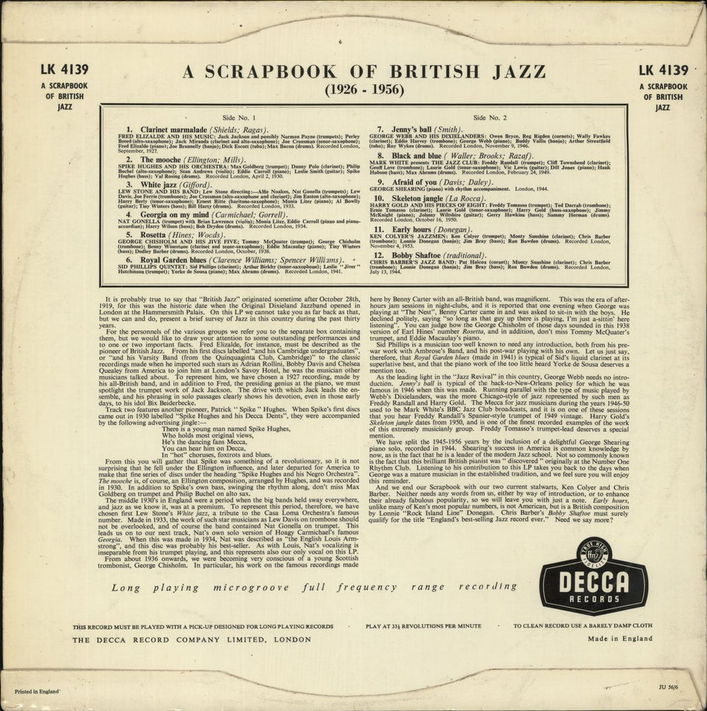 Various-Jazz Scrapbook Of British Jazz UK vinyl LP album (LP record)