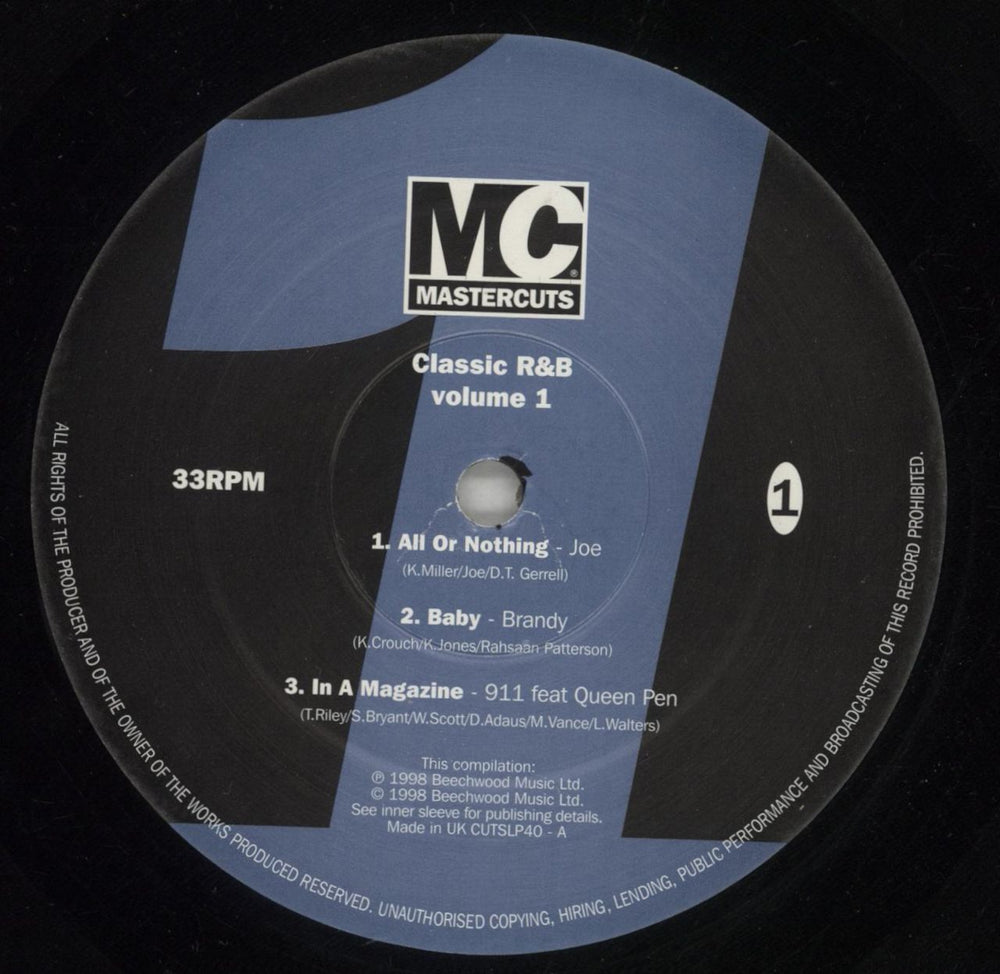 Various-Pop Classic R&B Mastercuts Volume 1 UK 2-LP vinyl record set (Double LP Album) 7VA2LCL544505