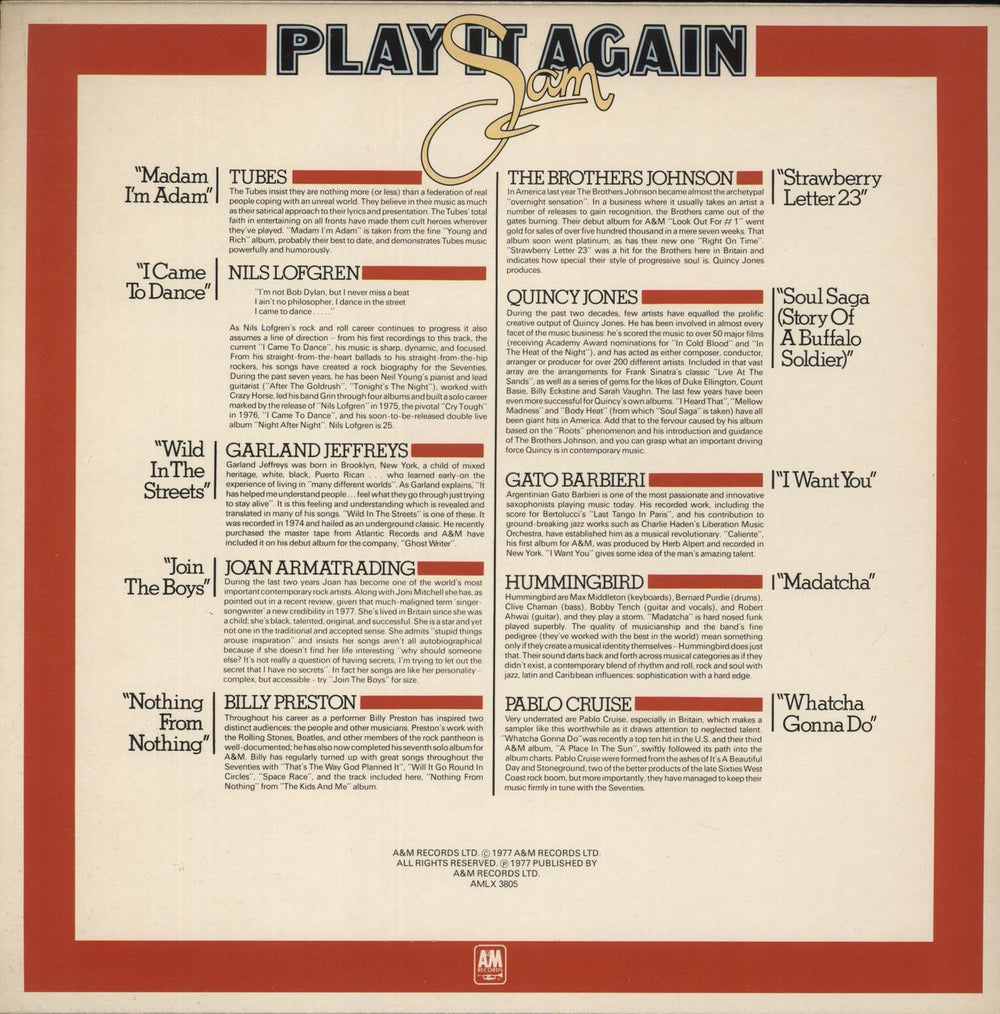 Various-Pop Play It Again Sam UK vinyl LP album (LP record)