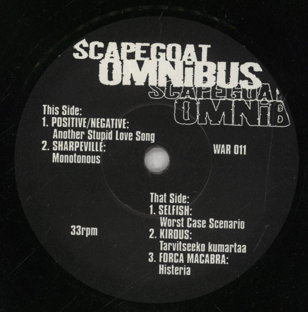 Various-Punk & New Wave Scapegoat Omnibus Finnish 7" vinyl single (7 inch record / 45) PVA07SC842817