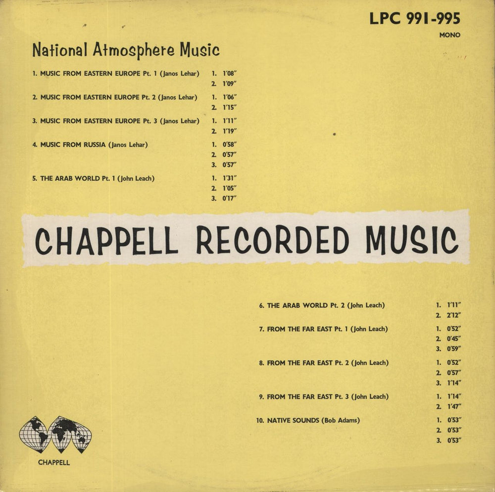 Various-World Music National Atmosphere Music UK vinyl LP album (LP record) LPC991-995
