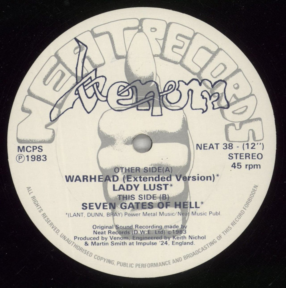 Venom Warhead UK 12" vinyl single (12 inch record / Maxi-single) VNM12WA81809