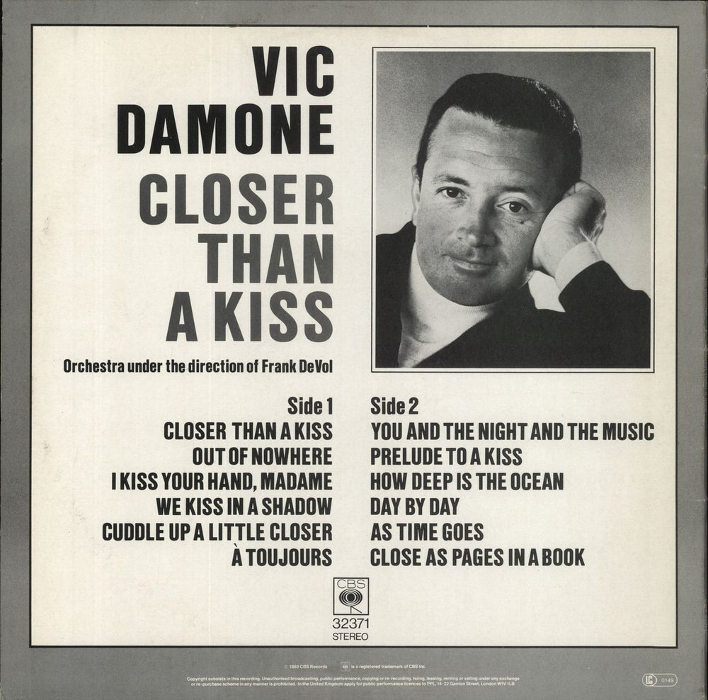 Vic Damone Closer Than A Kiss UK vinyl LP album (LP record)