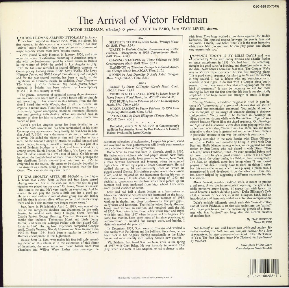 Victor Feldman The Arrival Of Victor Feldman US vinyl LP album (LP record)