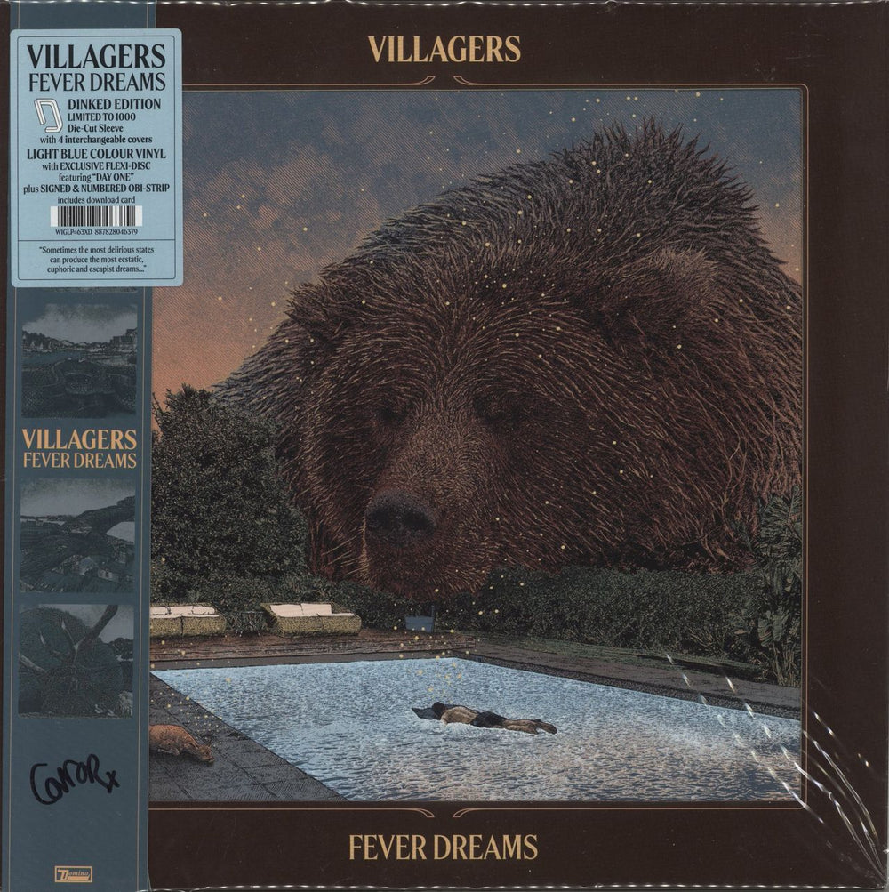Villagers Fever Dreams - Blue Vinyl - Dinked Edition + Flexi-Disc - Autographed UK vinyl LP album (LP record) WIGLP463XD
