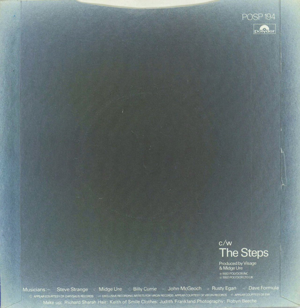 Visage Fade To Grey + P/S UK 7" vinyl single (7 inch record / 45) 5011781133974