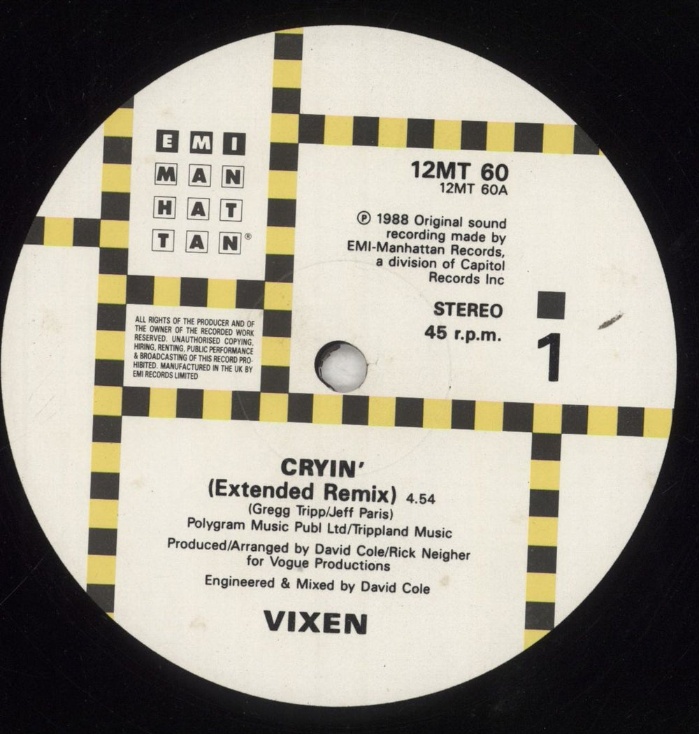 Vixen Cryin' UK 12" vinyl single (12 inch record / Maxi-single) VIX12CR623488