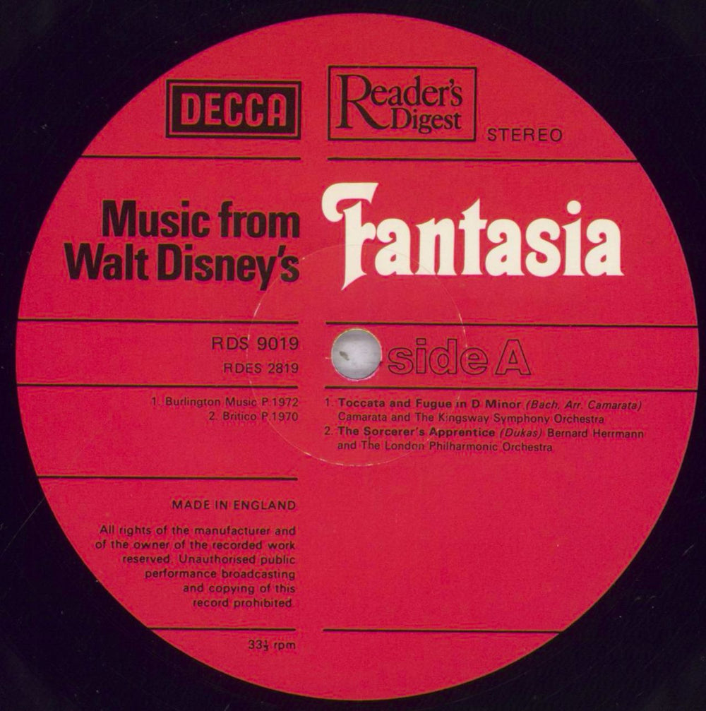 Walt Disney Music From Walt Disney's Fantasia UK vinyl LP album (LP record) W-DLPMU836490