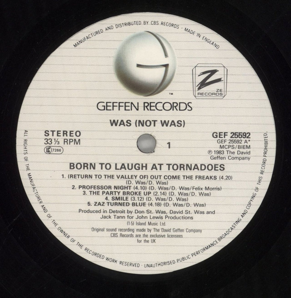 Was (Not Was) Born To Laugh At Tornadoes UK vinyl LP album (LP record) WNWLPBO417058