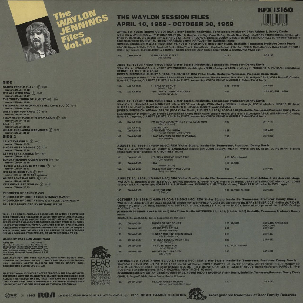 Waylon Jennings The Waylon Jennings Files, Vol. 10 German vinyl LP album (LP record)