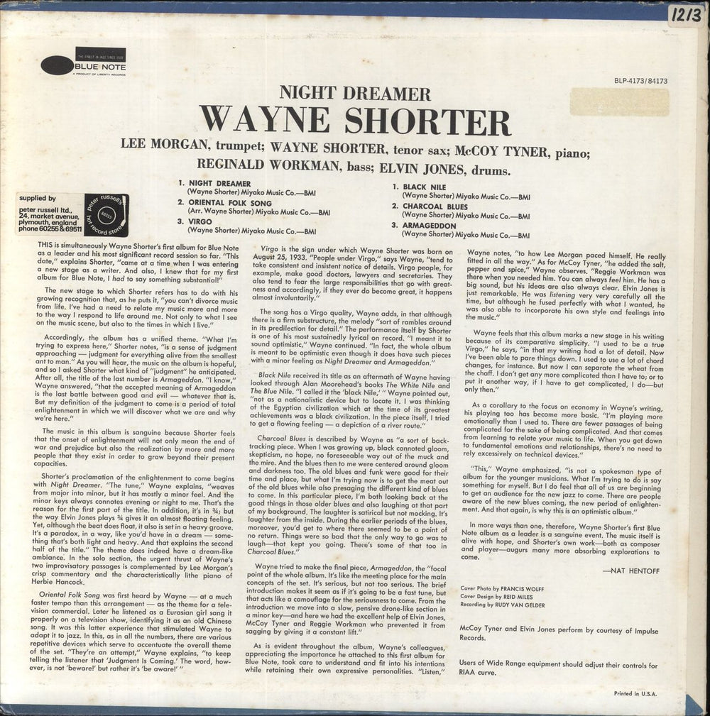 Wayne Shorter Night Dreamer - 'b' label US vinyl LP album (LP record)