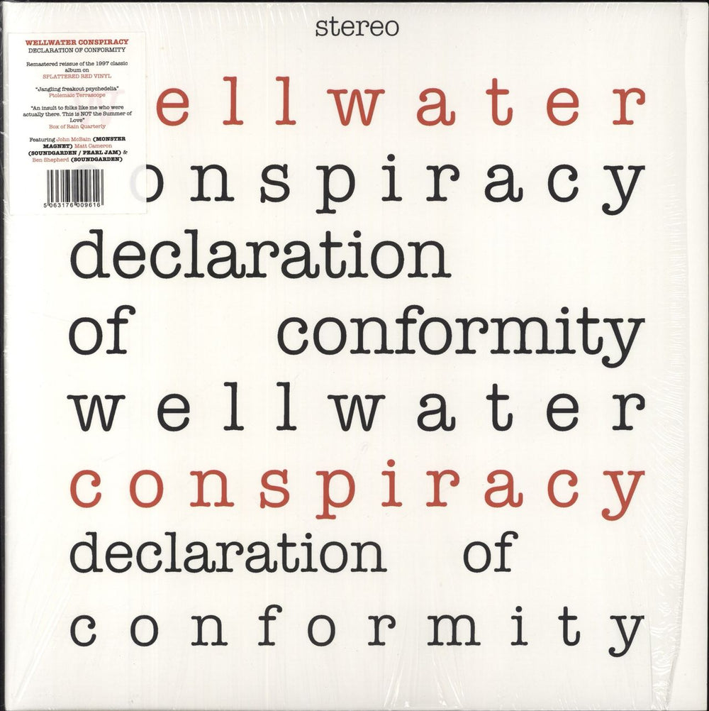 Wellwater Conspiracy Declaration Of Conformity - Red Splatter Vinyl - Shrink UK vinyl LP album (LP record) GOD101