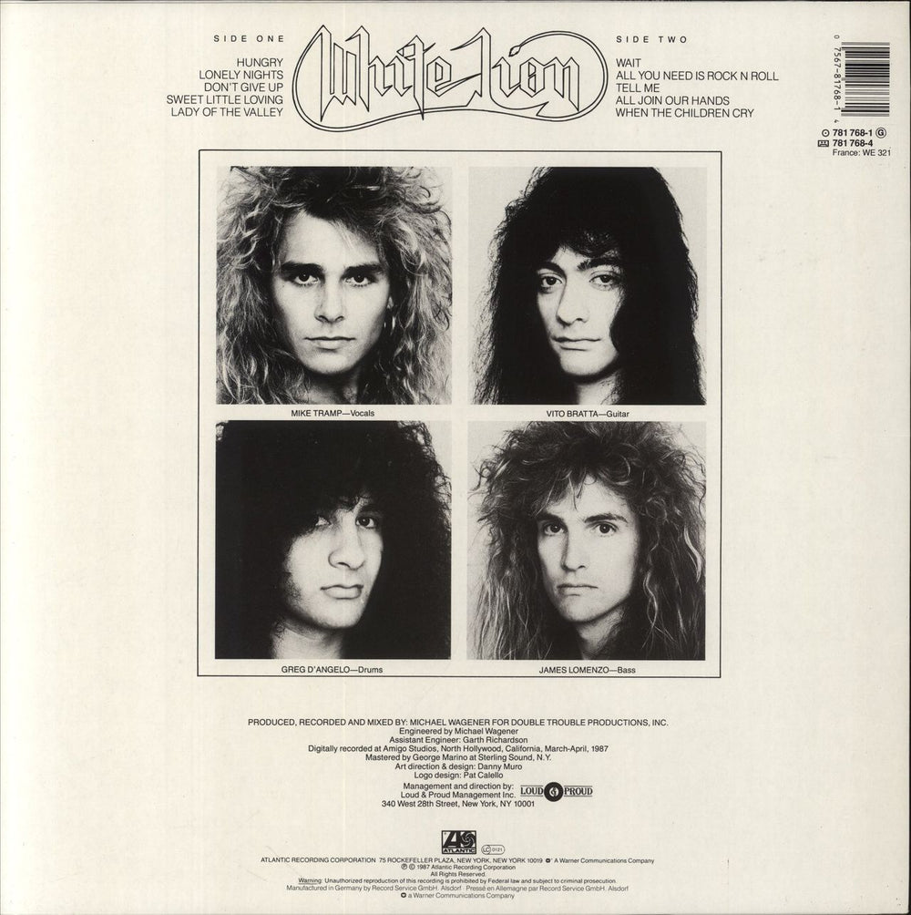 White Lion Pride German vinyl LP album (LP record) 075678176814