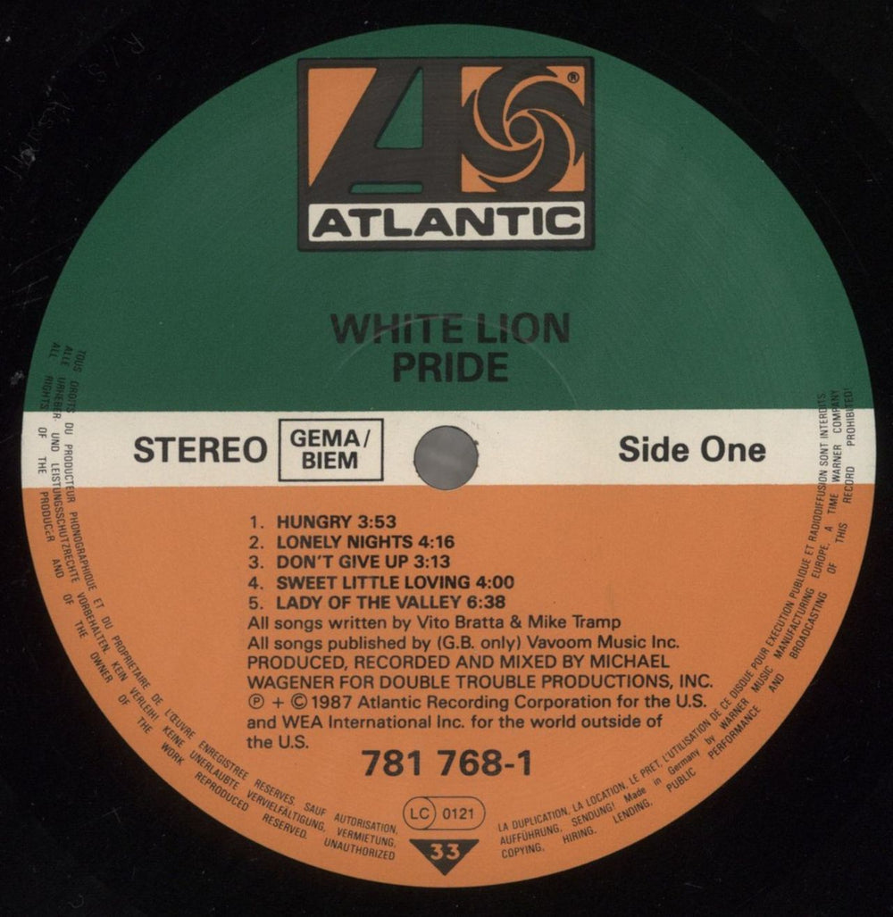 White Lion Pride German vinyl LP album (LP record) WHTLPPR857420