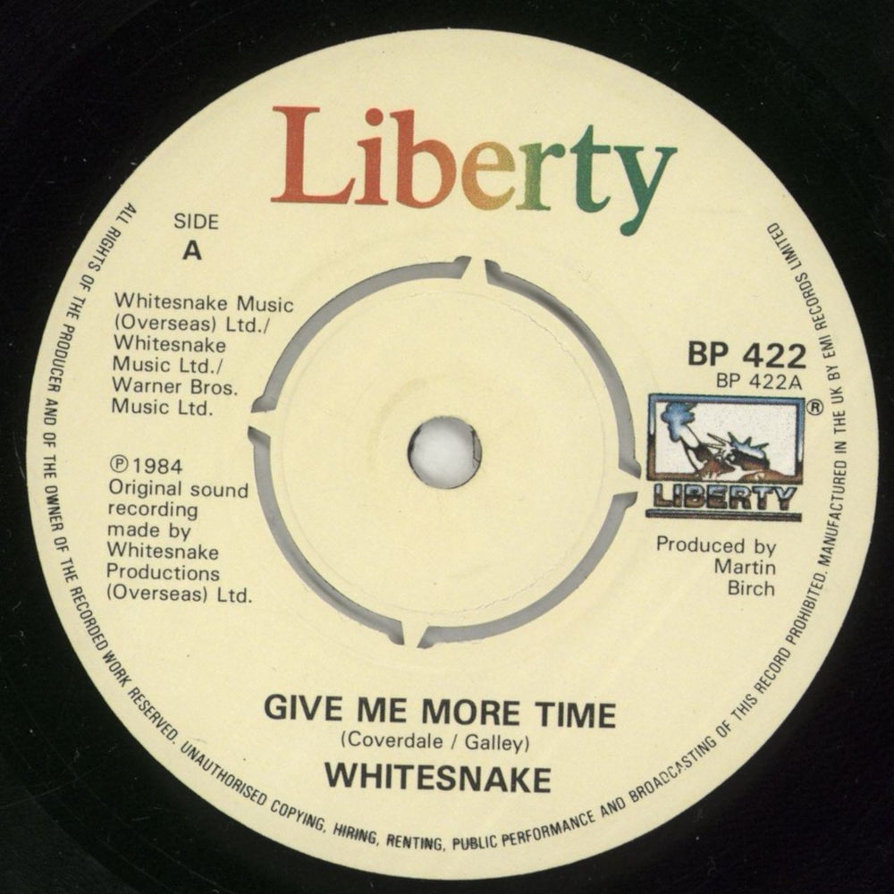 Whitesnake Give Me More Time UK 7" vinyl single (7 inch record / 45) WHI07GI78052