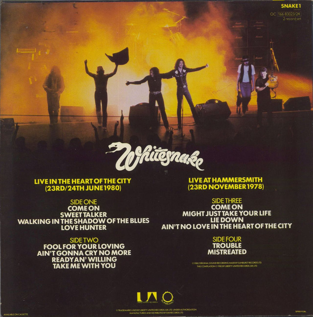 Whitesnake Live.... In The Heart Of The City UK 2-LP vinyl record set (Double LP Album) 5099918302332