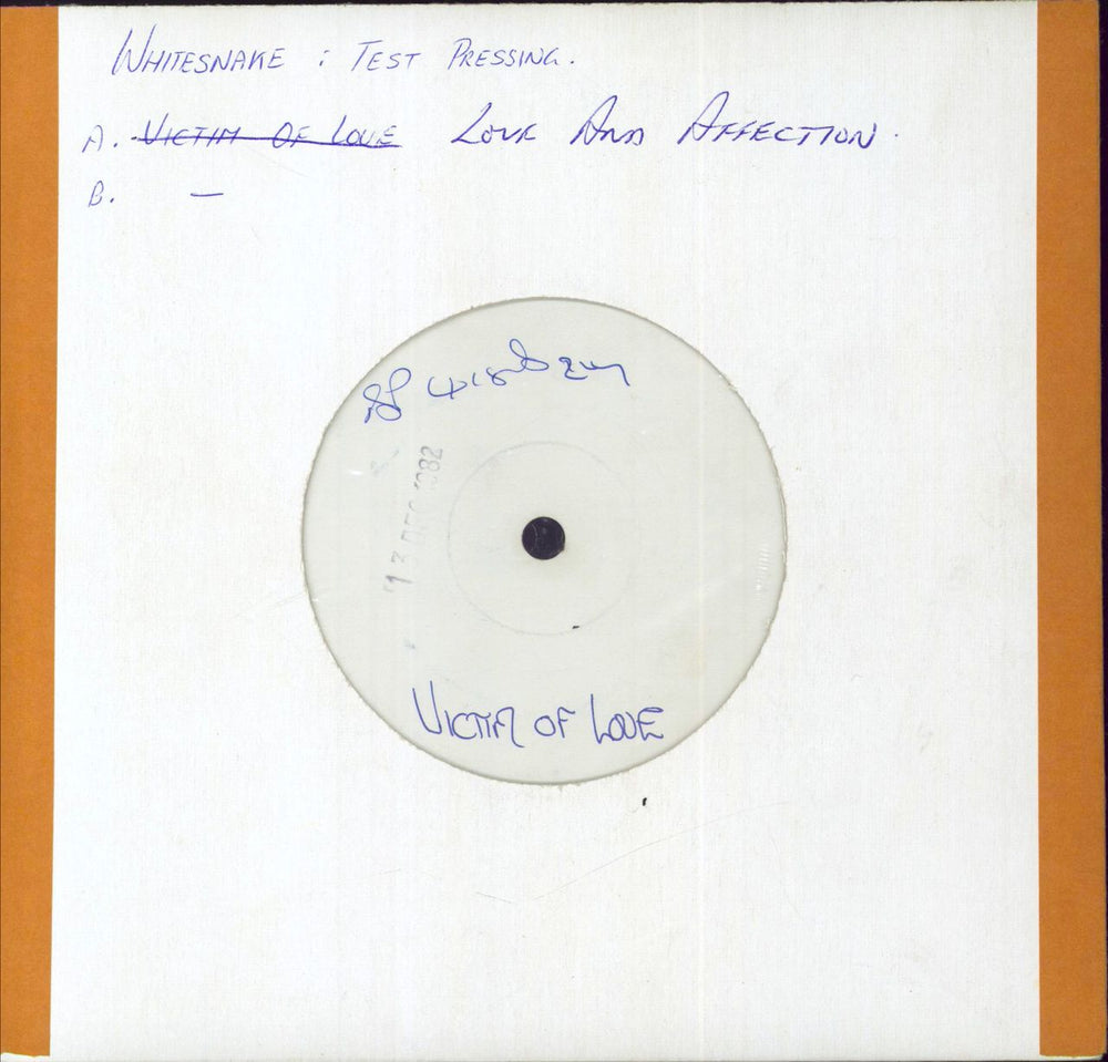 Whitesnake Love And Affection - Test Pressing UK 7" vinyl single (7 inch record / 45) BP418