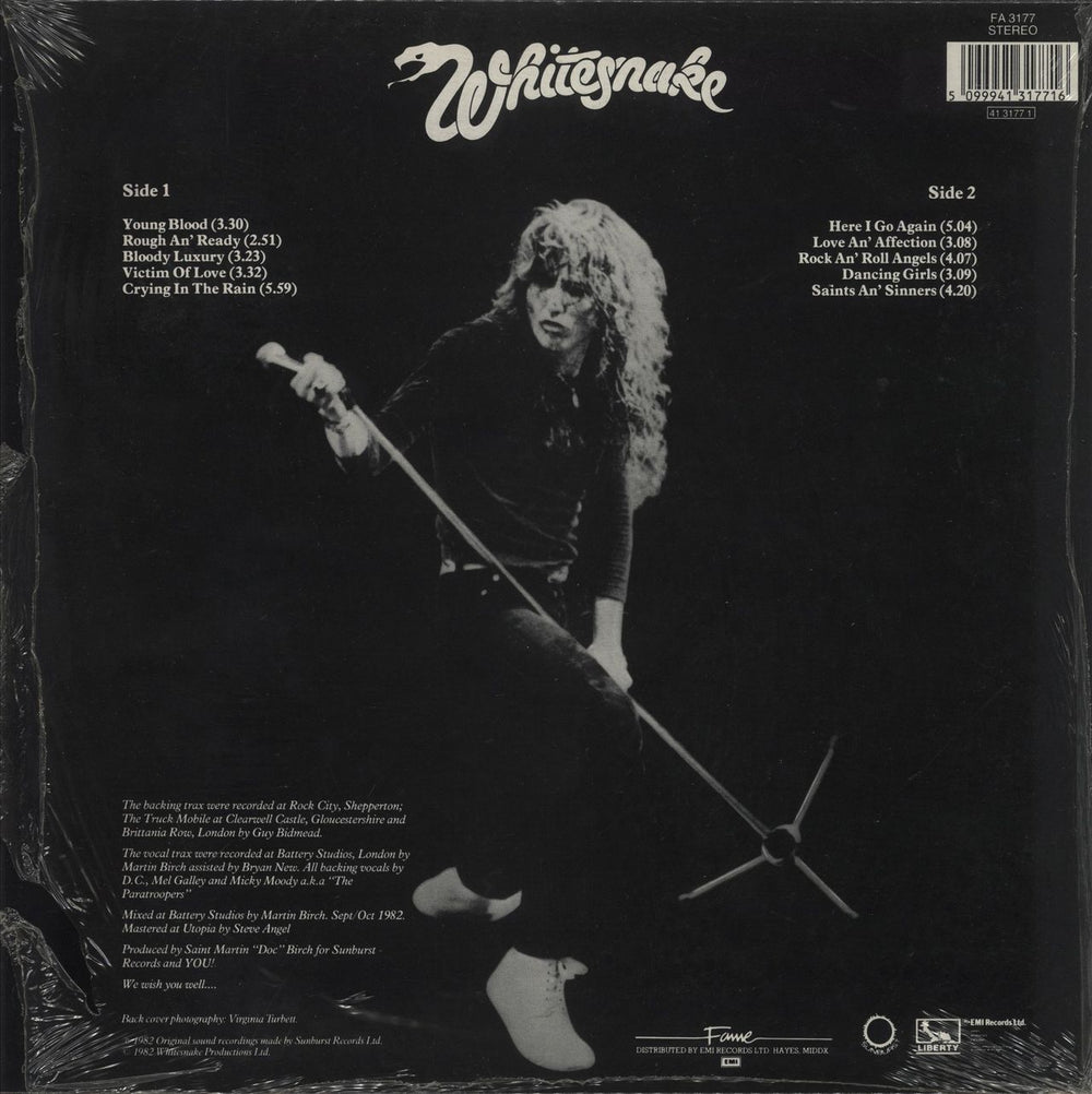 Whitesnake Saints & Sinners UK vinyl LP album (LP record) 5099941317716