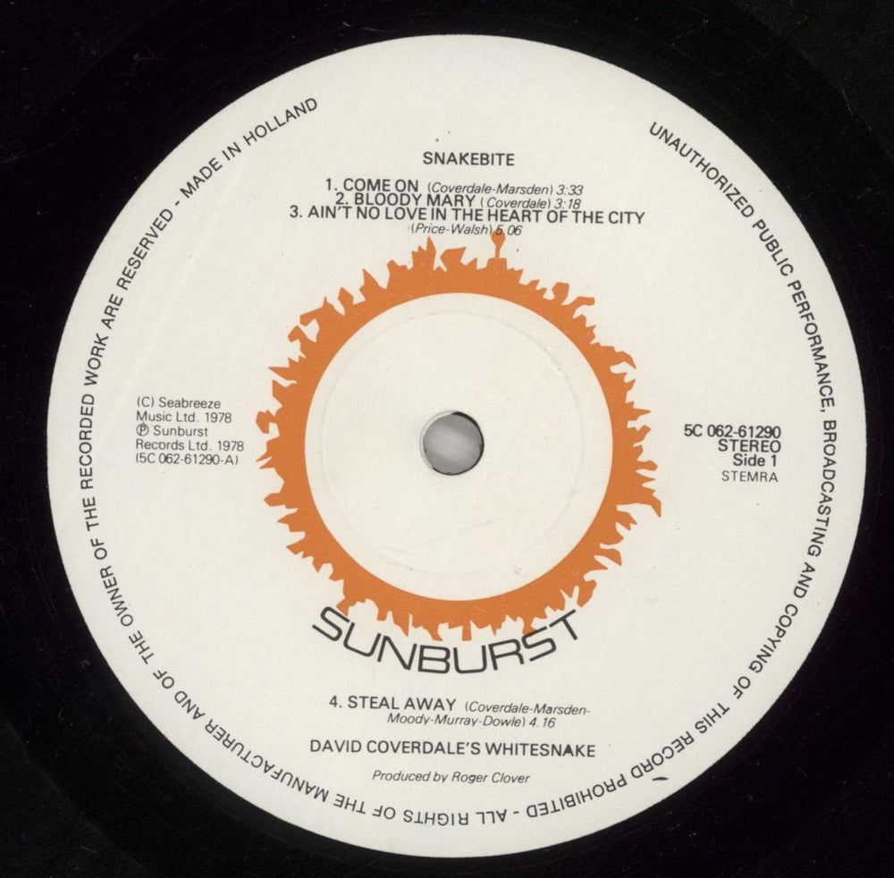 Whitesnake Snakebite Dutch vinyl LP album (LP record) WHILPSN56955