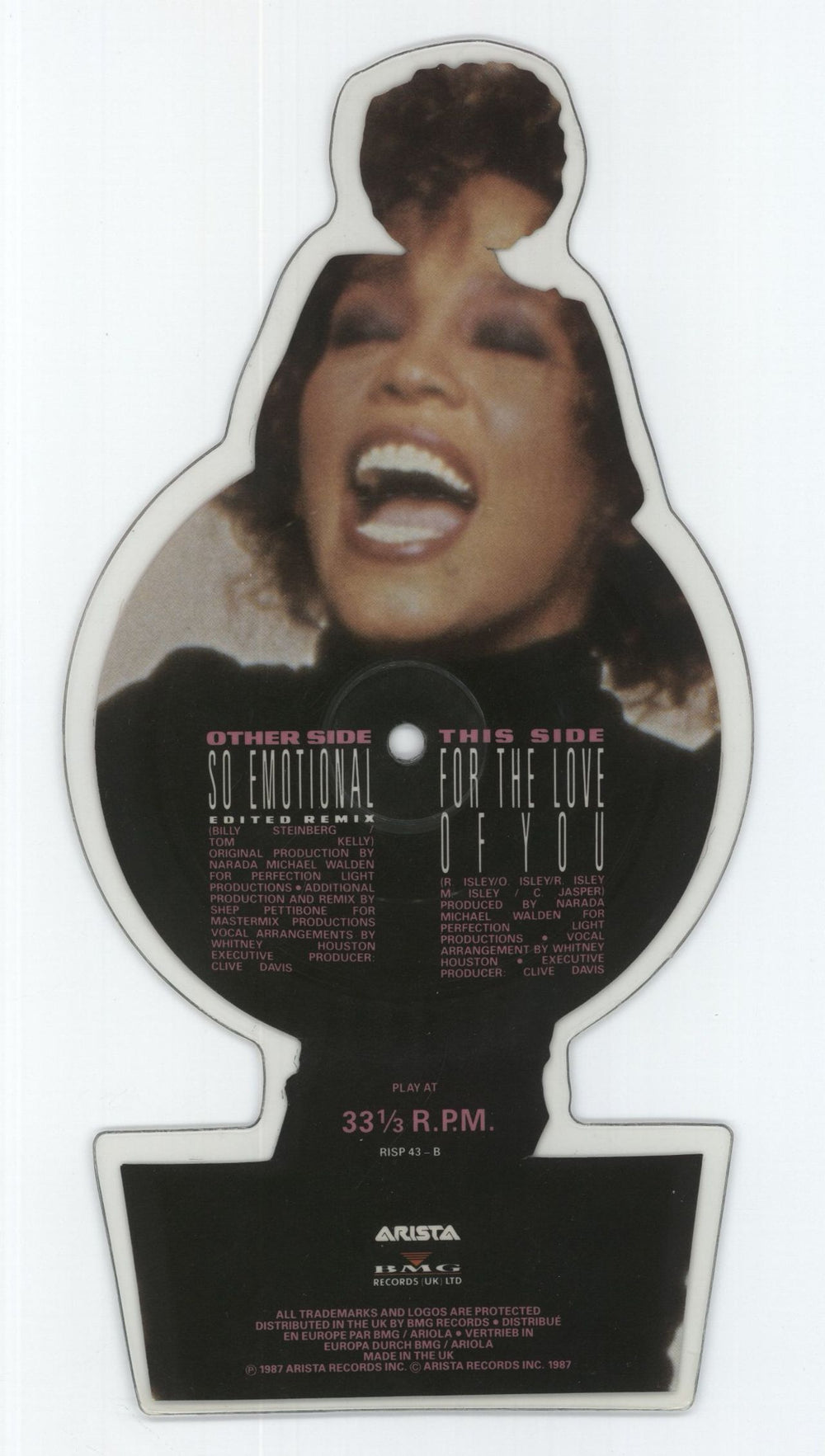 Whitney Houston So Emotional - No Plinth UK shaped picture disc (picture disc vinyl record)
