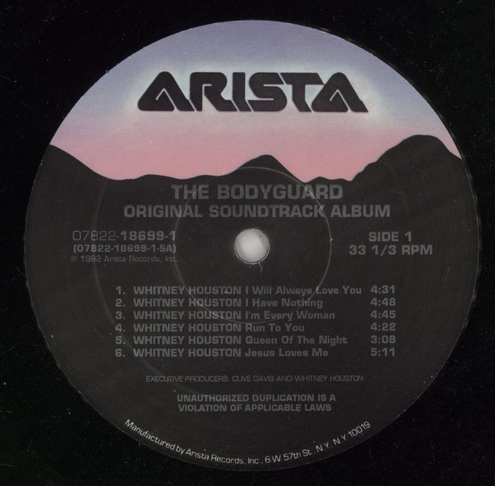 Whitney Houston The Bodyguard - 1st US vinyl LP album (LP record) HOULPTH869372