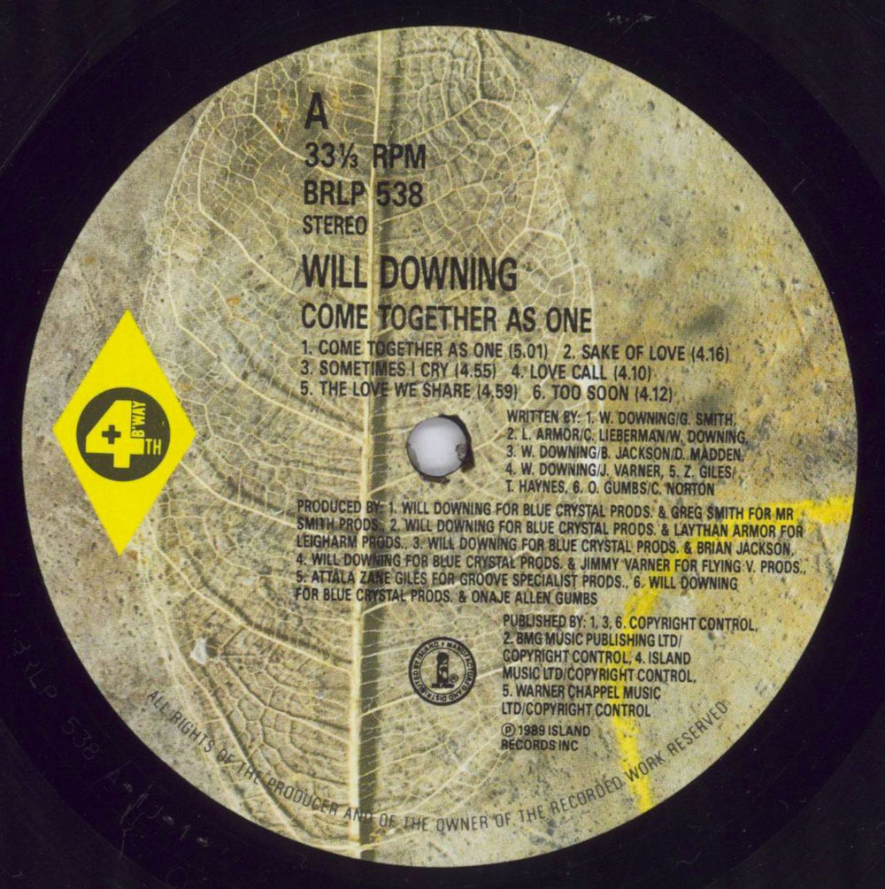 Will Downing Come Together As One - Hype Sitckered UK vinyl LP album (LP record) WLLLPCO832348