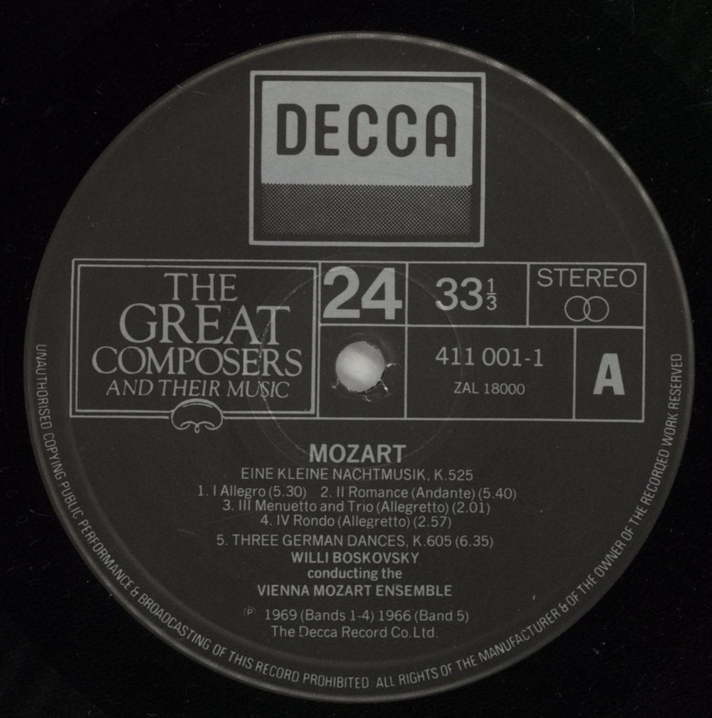 Wolfgang Amadeus Mozart Eine Kleine Nachtmusik UK vinyl LP album (LP record) WZMLPEI876104