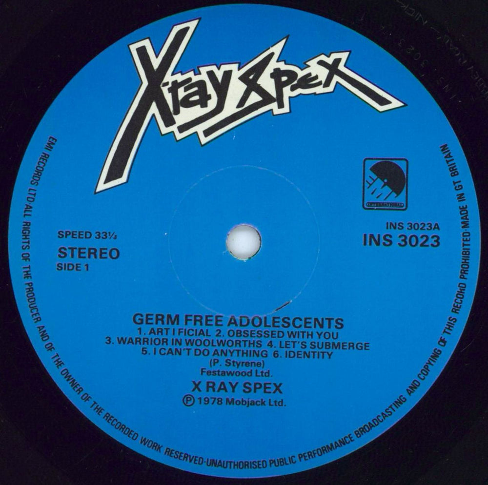 X-Ray Spex Germfree Adolescents - 1st - EX UK vinyl LP album (LP record) X-RLPGE79558