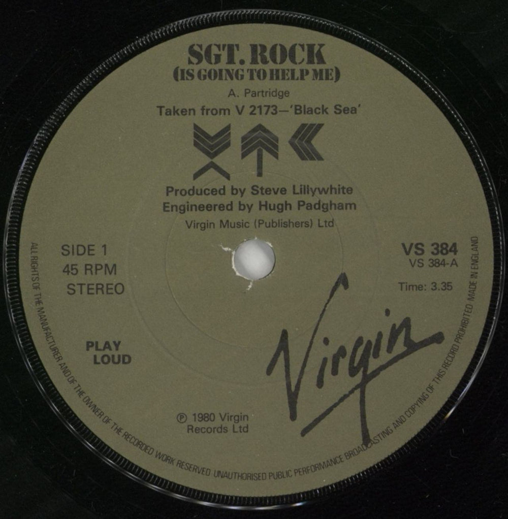 XTC Sgt Rock (Is Going To Help Me) UK 7" vinyl single (7 inch record / 45) XTC07SG68969
