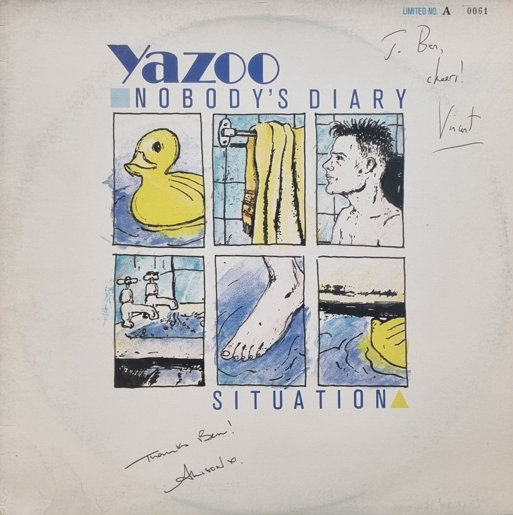 Yazoo Nobody's Diary - Autographed UK 12" vinyl single (12 inch record / Maxi-single) L12YAZ003
