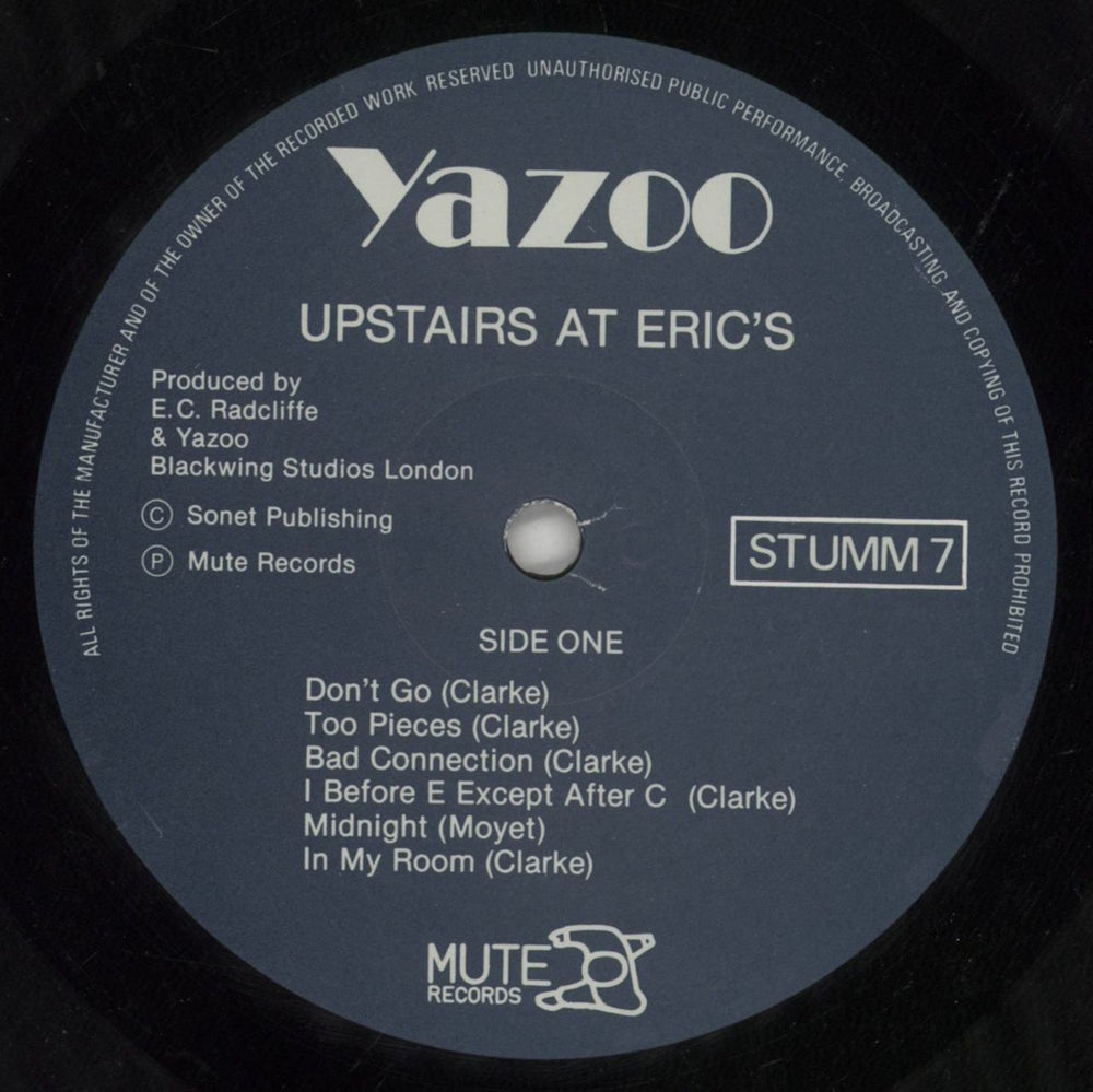 Yazoo Upstairs At Eric's - EX UK vinyl LP album (LP record) YAZLPUP849440