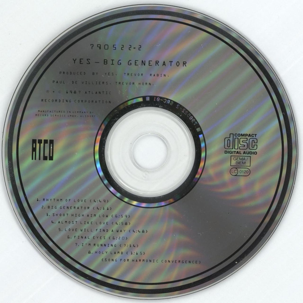 Yes Big Generator German CD album (CDLP) YESCDBI626836