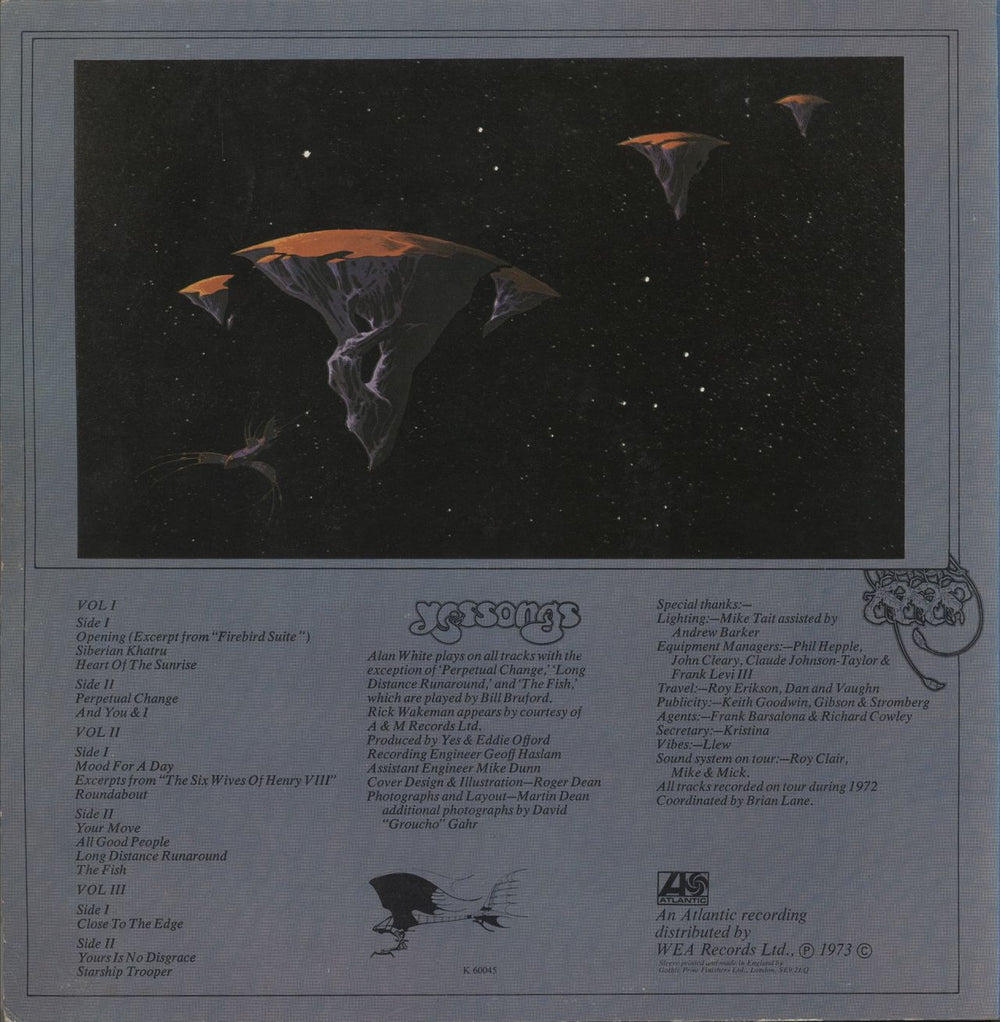 Yes Yessongs - 2nd - VG UK 3-LP vinyl record set (Triple LP Album)