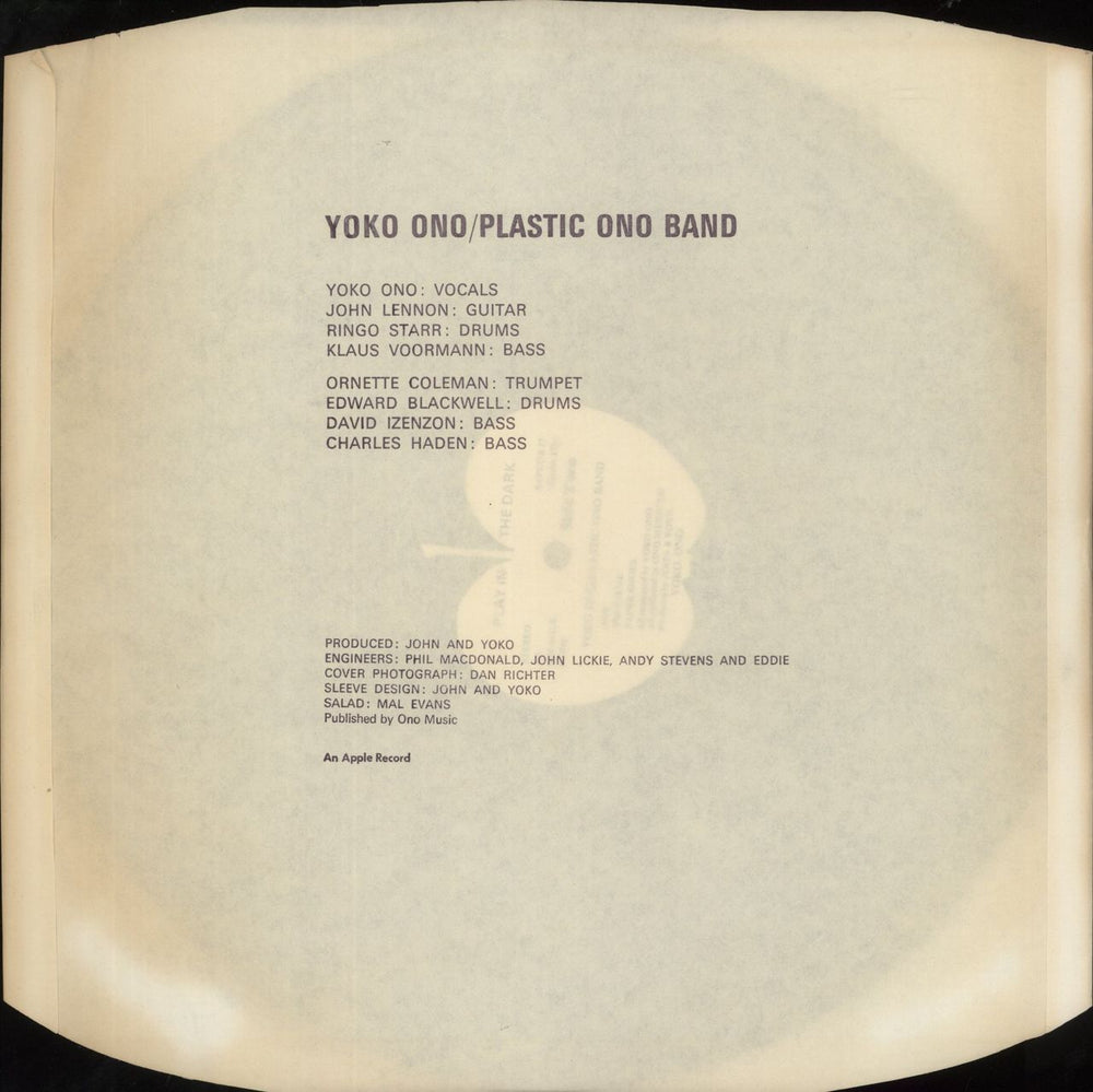 Yoko Ono Yoko Ono / Plastic Ono Band UK vinyl LP album (LP record) 1970
