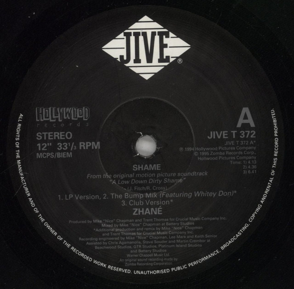 Zhané Shame UK 12" vinyl single (12 inch record / Maxi-single) ZHA12SH861301