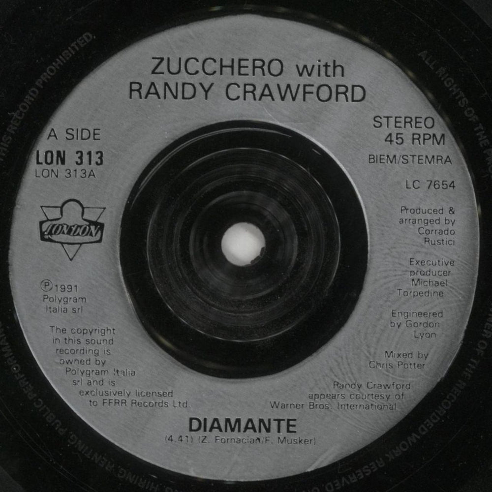 Zucchero Diamante UK 7" vinyl single (7 inch record / 45) ZUC07DI689487